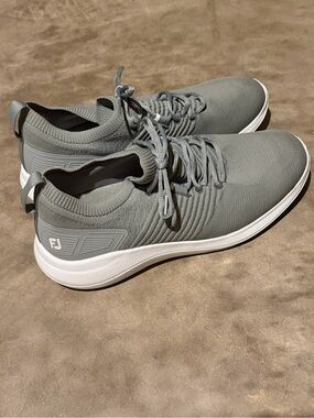 FootJoy Grey Knit Slip-On Golf Sneakers with White Sole
